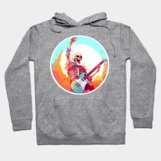 Neon Notes: Skeleton's Electric Guitar Rockin' Symphony Hoodie